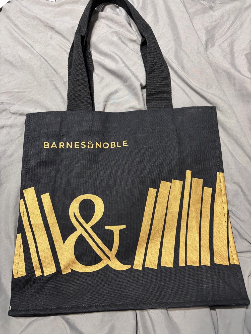 Barnes & Noble Black Tote with Gold Book Motif